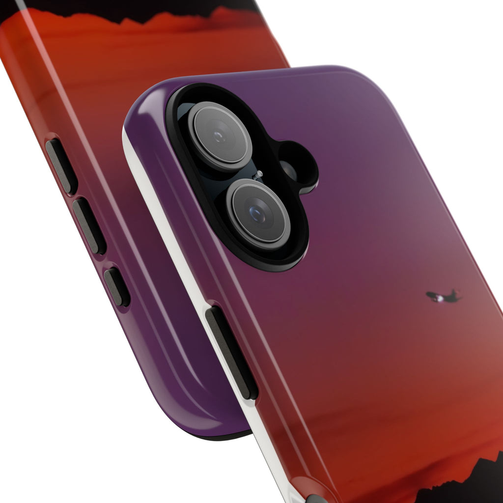 Sunset Flight Tough Phone Case — Gradient Sky & City Silhouette