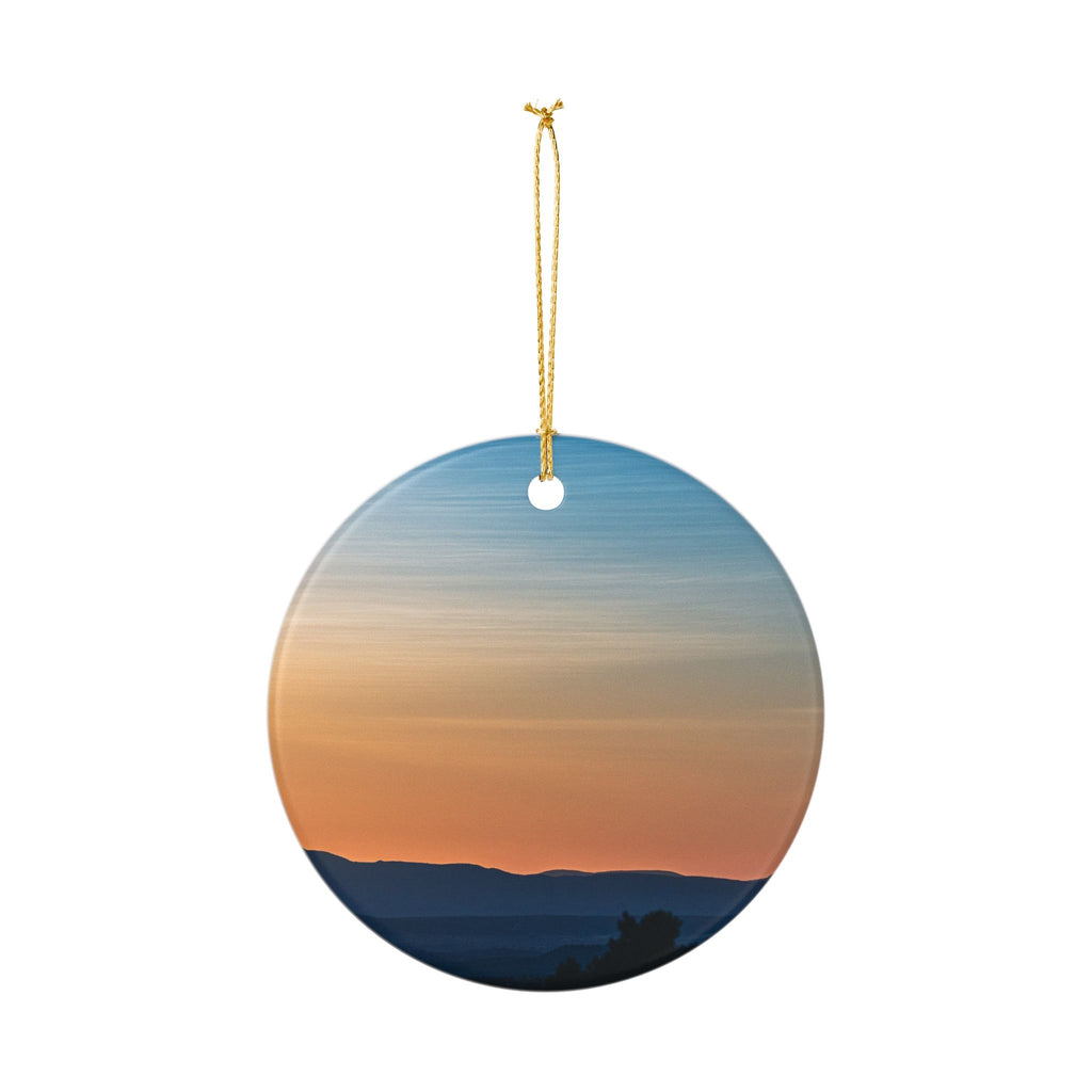 Sunset Horizon Ceramic Ornament — Scenic Landscape Holiday Decoration