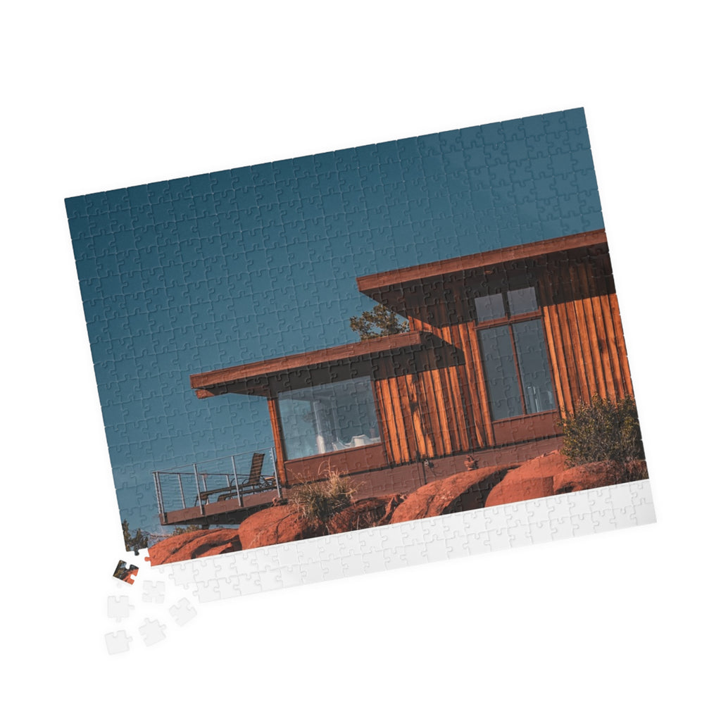 Desert Modern Cabin Jigsaw Puzzle — Scenic Sunset Home Puzzle (110–1014 pcs)