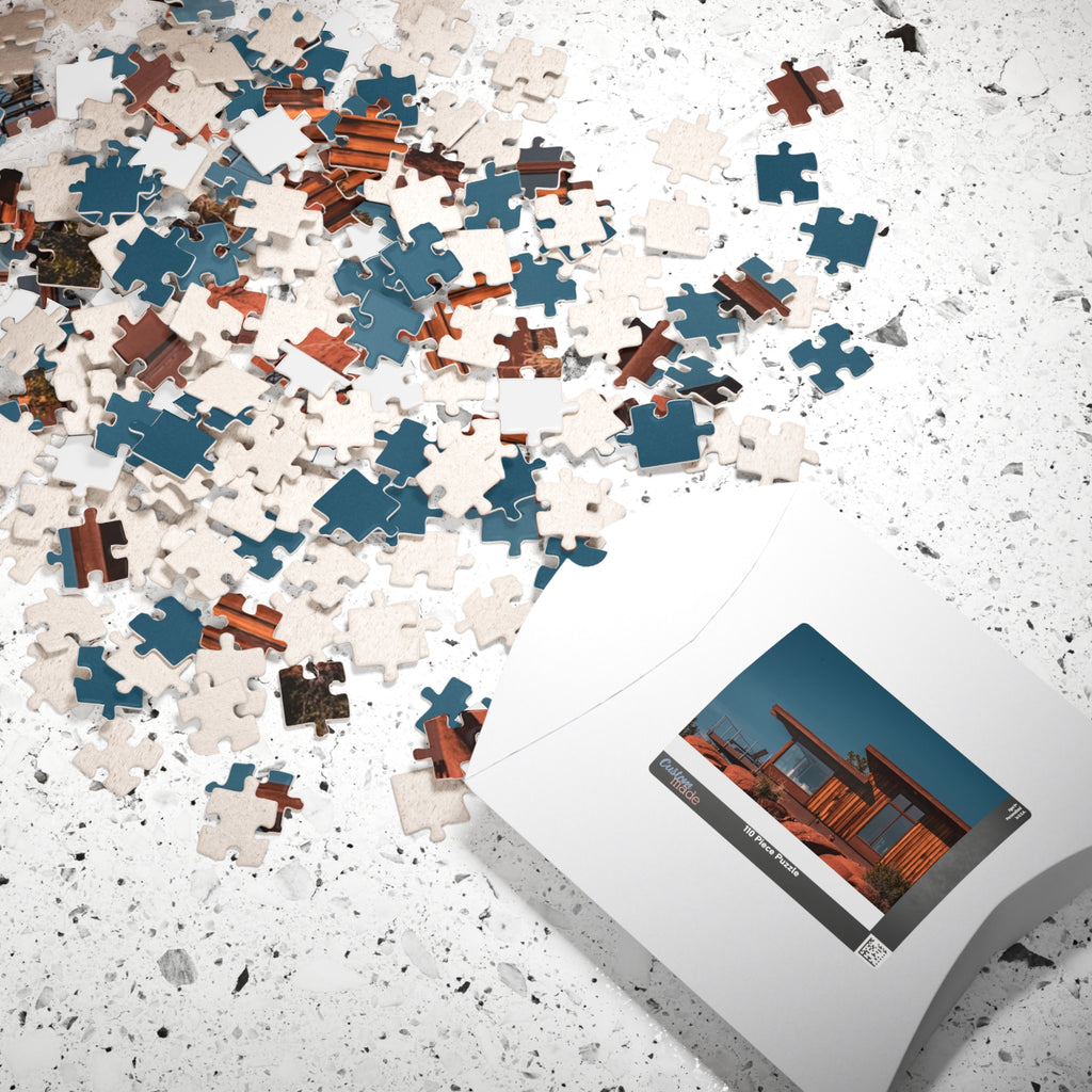 Desert Modern Cabin Jigsaw Puzzle — Scenic Sunset Home Puzzle (110–1014 pcs)
