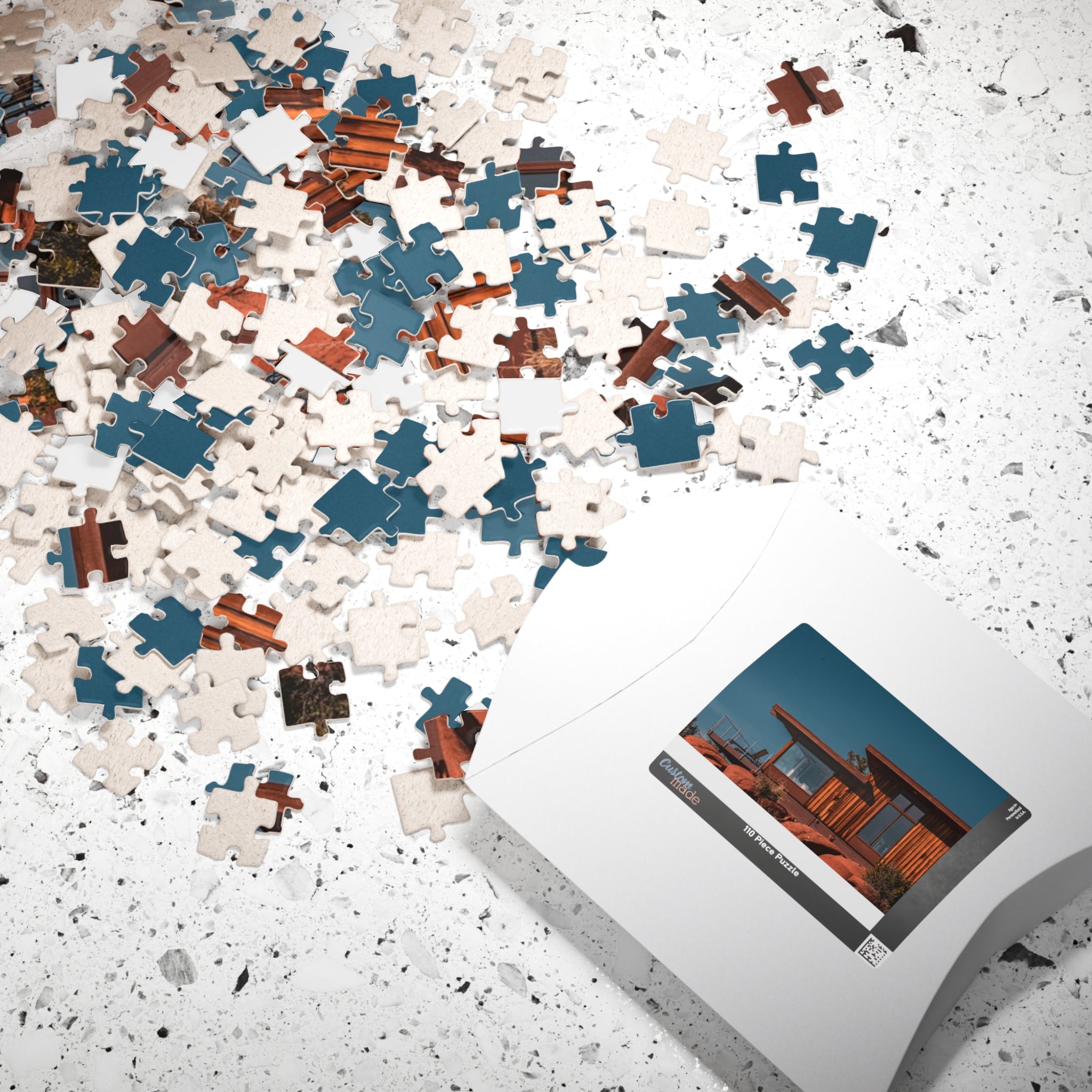 Desert Modern Cabin Jigsaw Puzzle — Scenic Sunset Home Puzzle (110–1014 pcs)