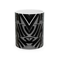 Black Tribal Zebra Pattern Ceramic Mug — Monochrome Geometric Coffee Cup (11oz/15oz)