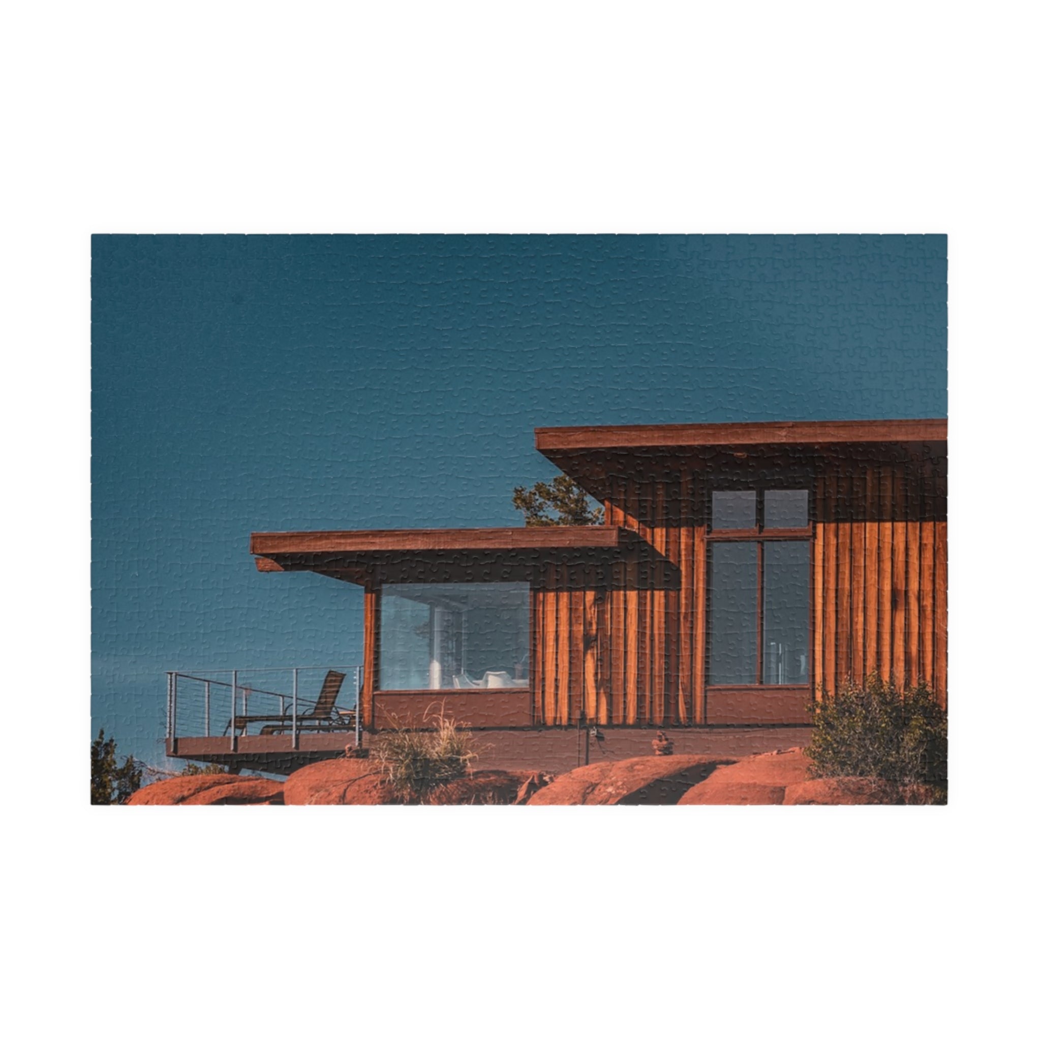 Desert Modern Cabin Jigsaw Puzzle — Scenic Sunset Home Puzzle (110–1014 pcs)