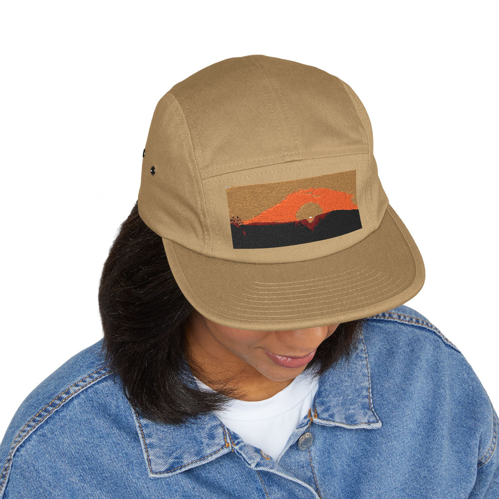 Sunset Horizon Embroidered 5-Panel Cap