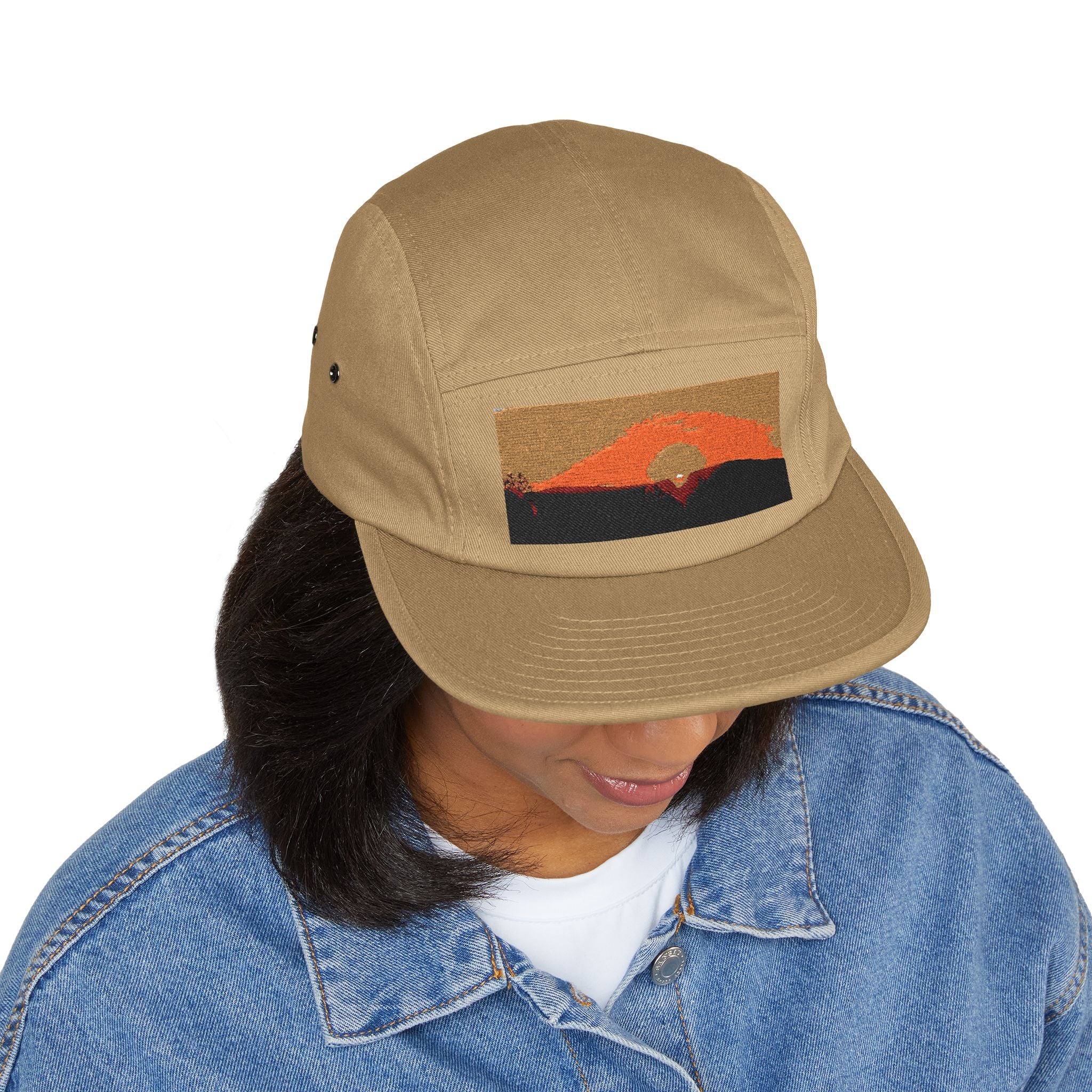 Sunset Horizon Embroidered 5-Panel Cap