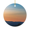Sunset Horizon Ceramic Ornament — Scenic Landscape Holiday Decoration