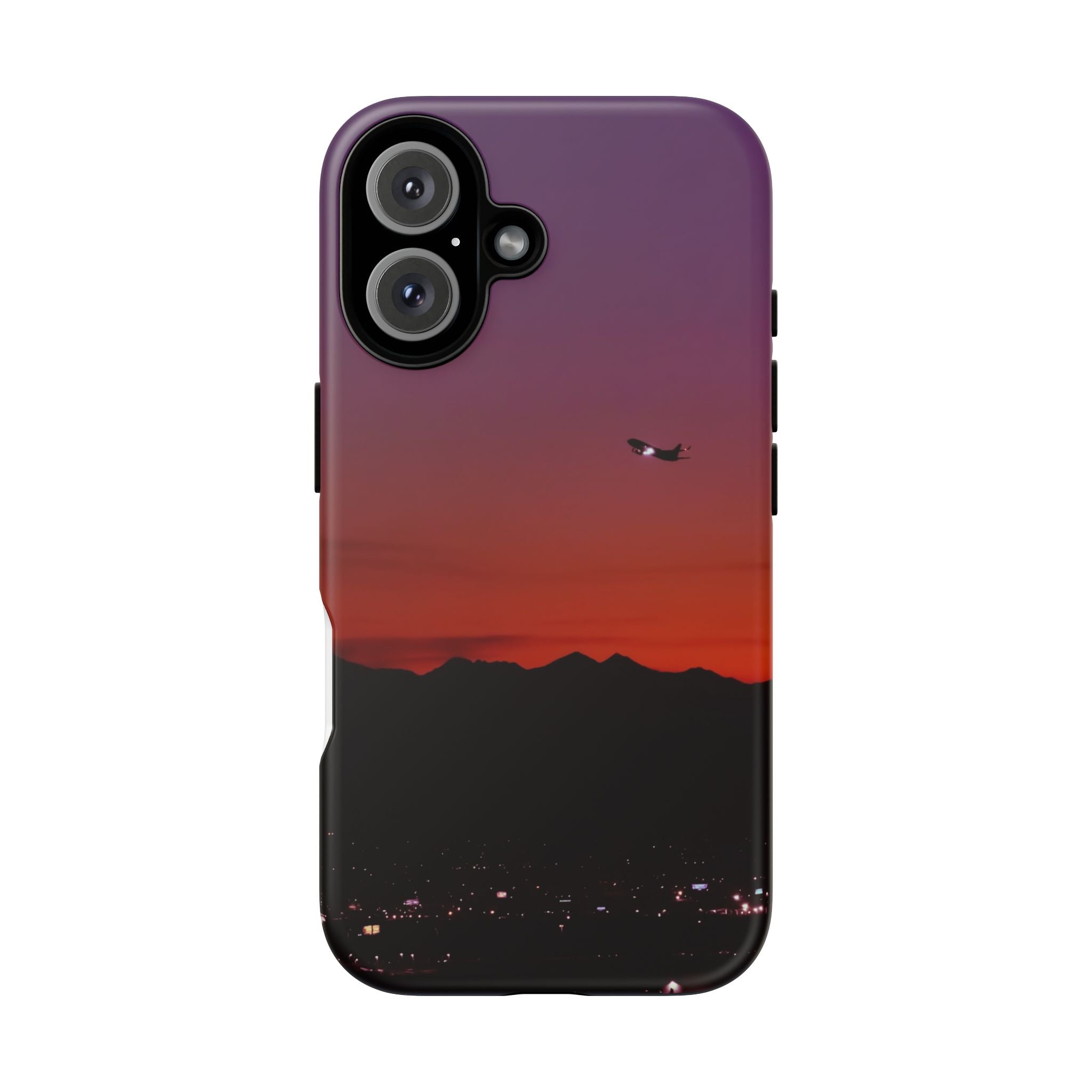 Sunset Flight Tough Phone Case — Gradient Sky & City Silhouette