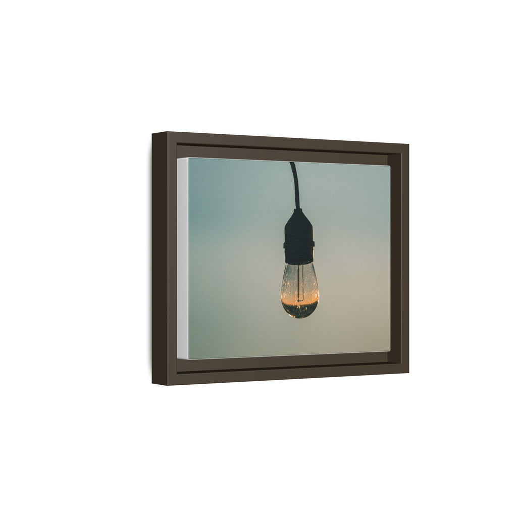 Framed Matte Canvas Wall Art – Vintage Hanging Light Bulb Photograph