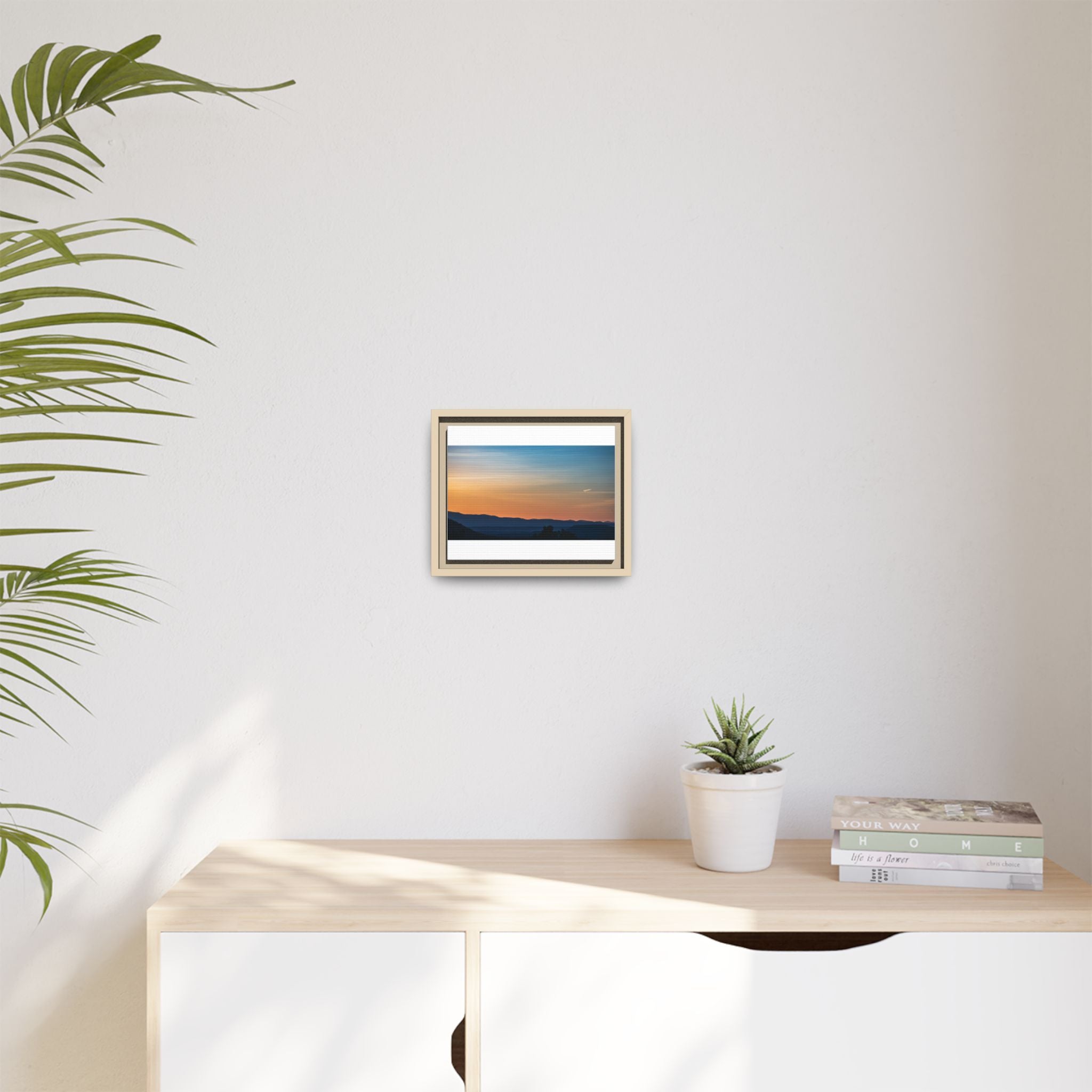 Sunset Mountain Matte Canvas Framed Print — Serene Landscape Wall Art