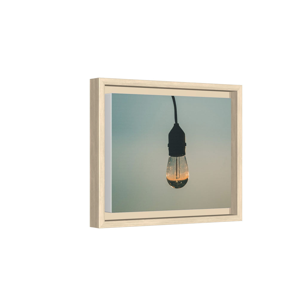 Framed Matte Canvas Wall Art – Vintage Hanging Light Bulb Photograph