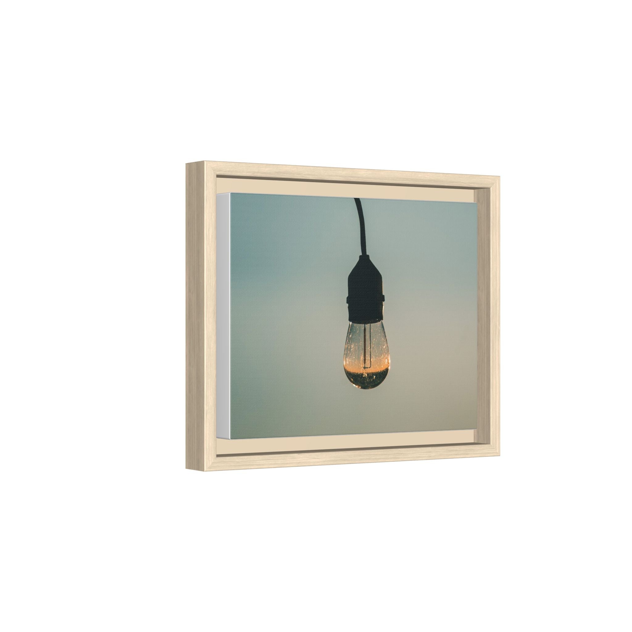 Framed Matte Canvas Wall Art – Vintage Hanging Light Bulb Photograph