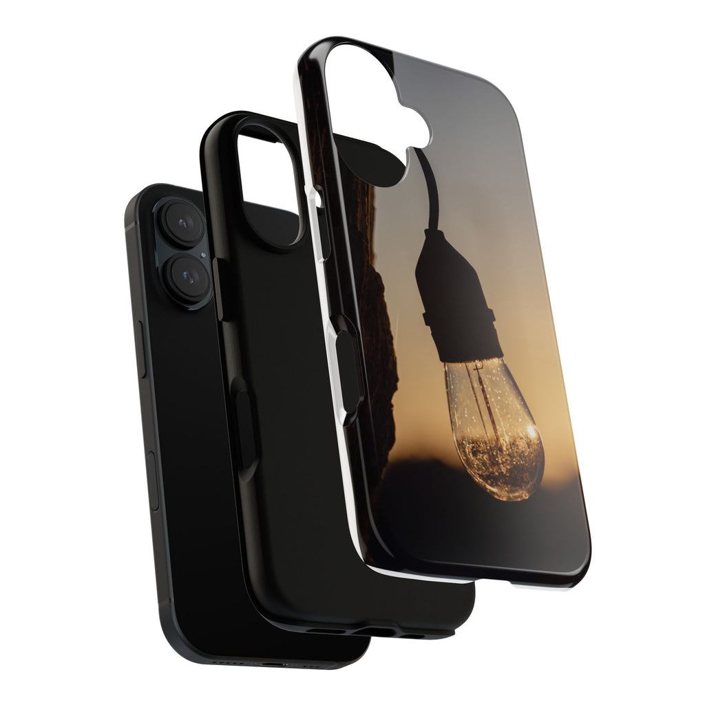 Vintage Edison Bulb Phone Case – Warm Sunset Light Protective Case