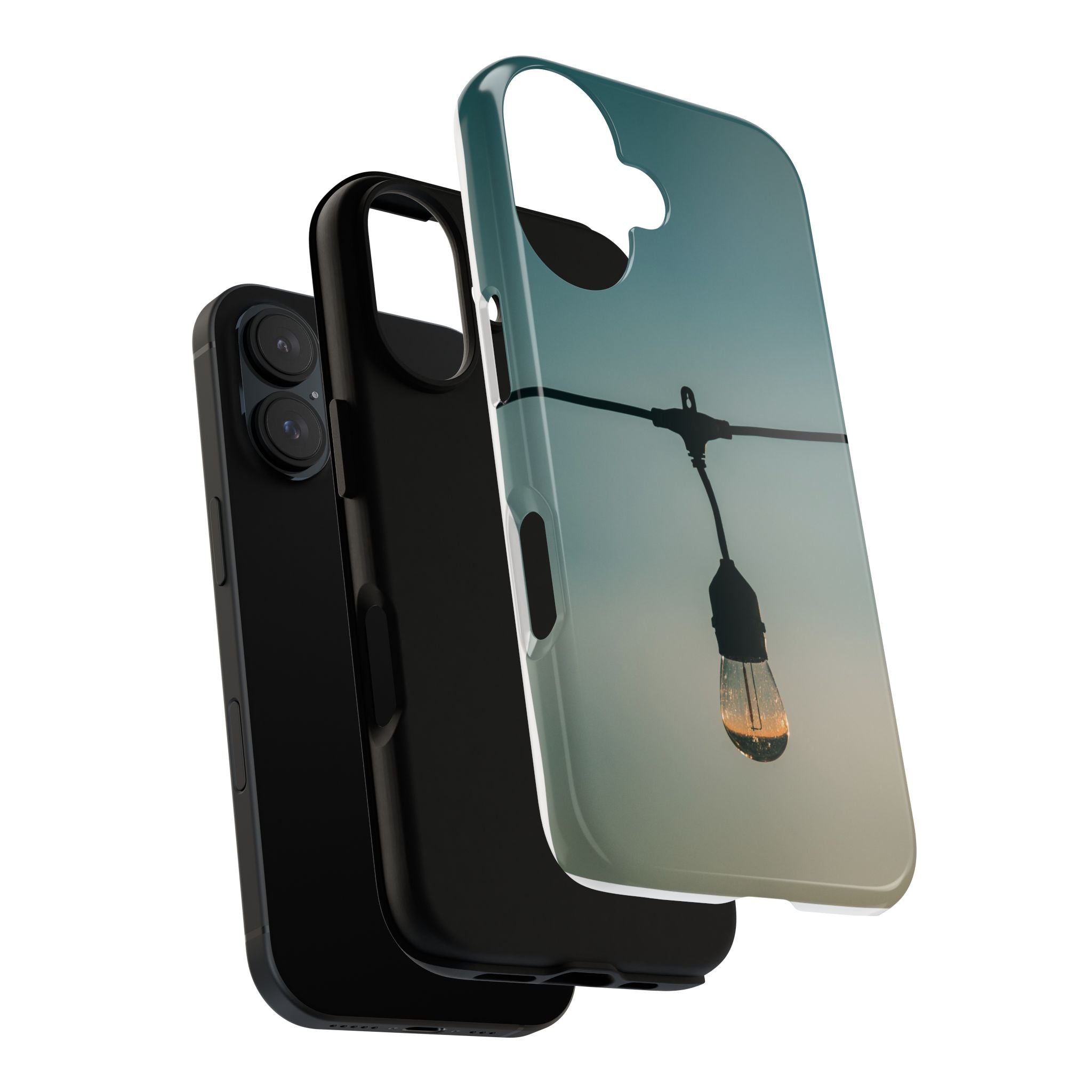 Phone Case - Hanging Light Bulb Silhouette, Moody Minimalist Protective Case