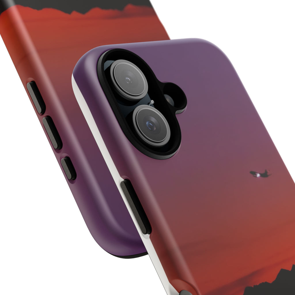 Sunset Flight Tough Phone Case — Gradient Sky & City Silhouette