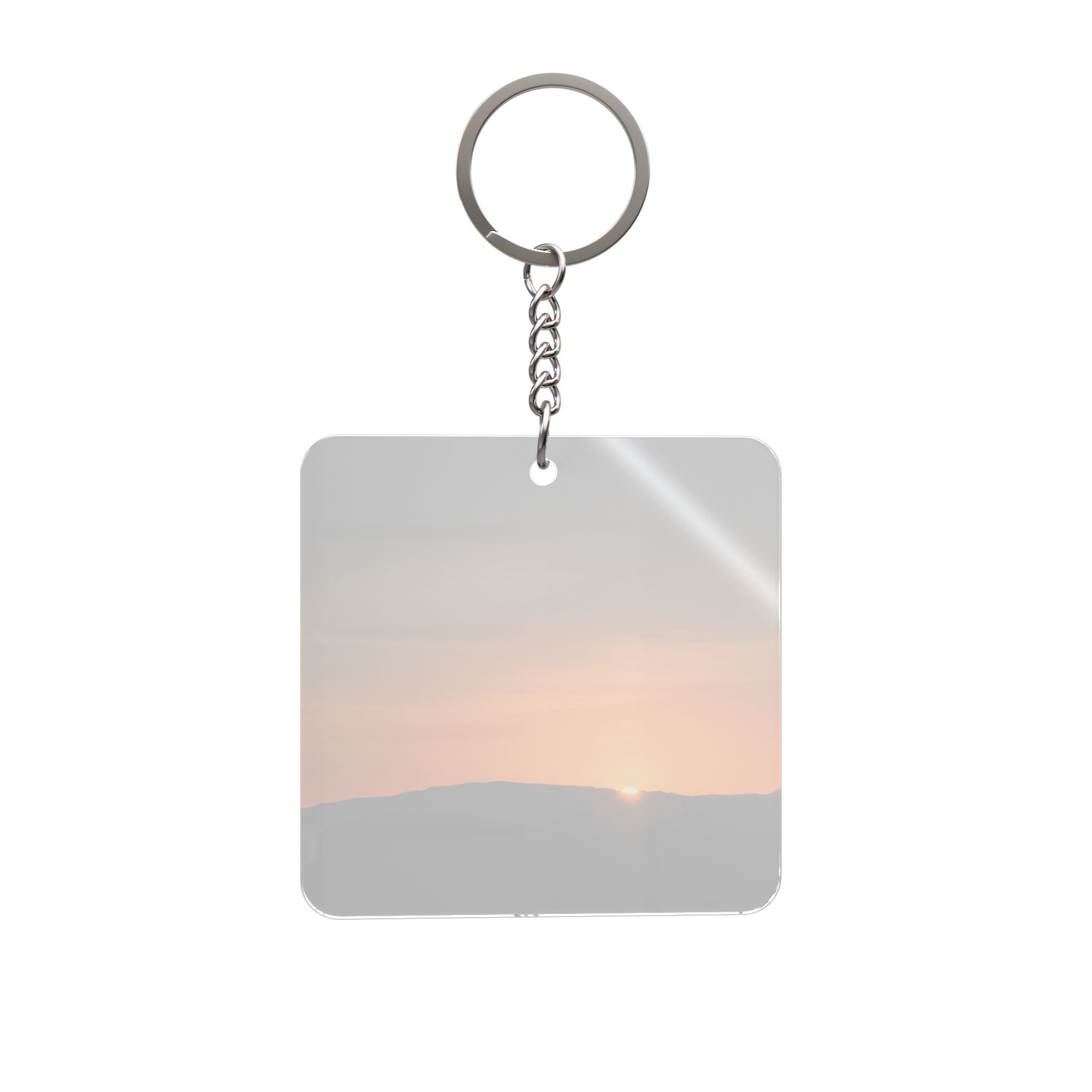 Sunrise Square Keychain — Minimal Scenic Photo Keyring