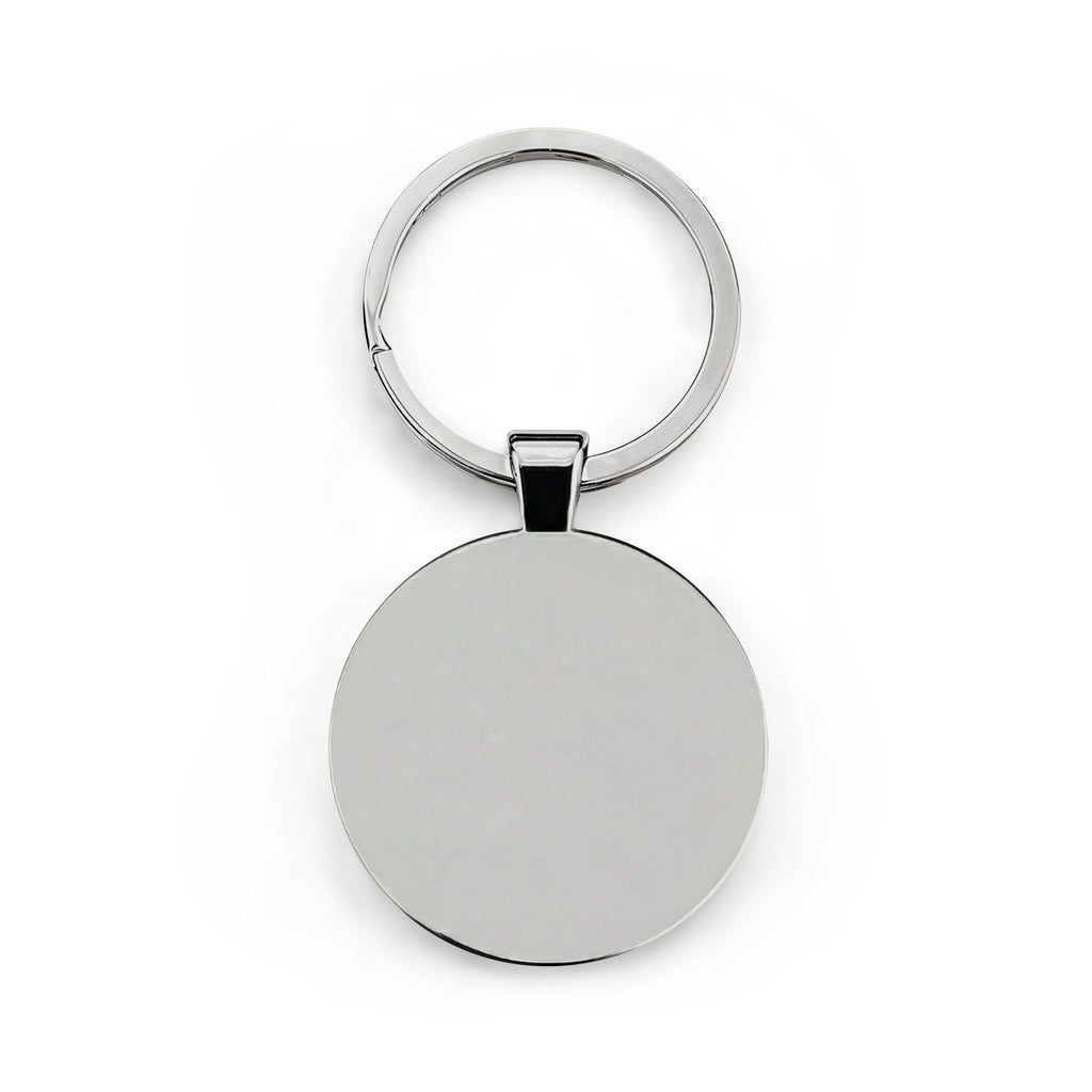 Vintage Edison Bulb Round Stainless Steel Keychain – Warm Light Photo Keyring