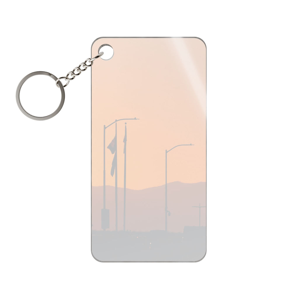 Sunset Streetlight Keychain Charm — Minimal Roadside Silhouette Accessory