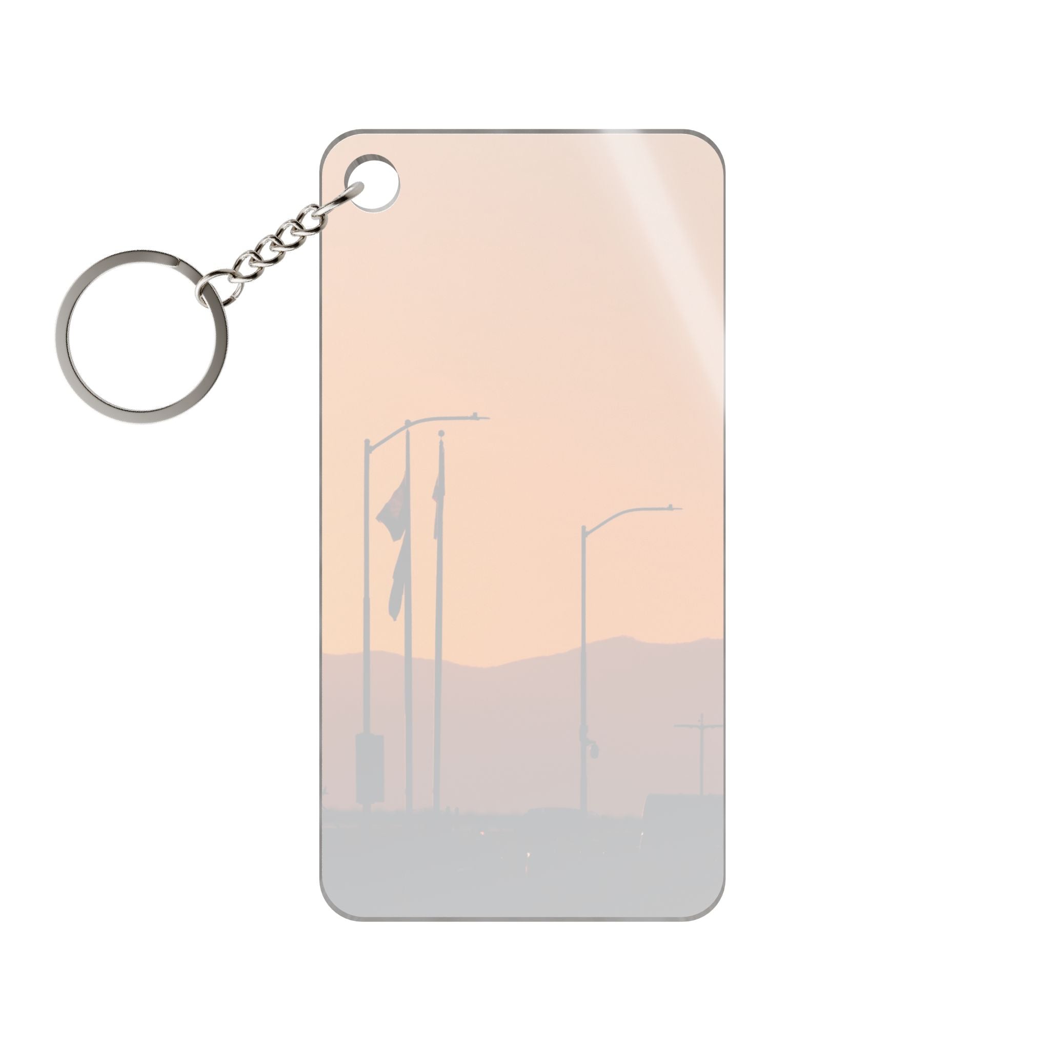 Sunset Streetlight Keychain Charm — Minimal Roadside Silhouette Accessory