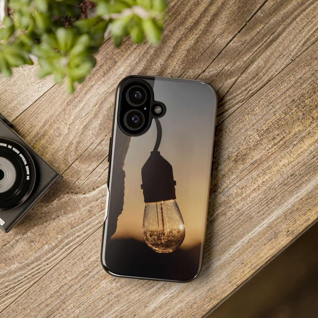 Vintage Edison Bulb Phone Case – Warm Sunset Light Protective Case