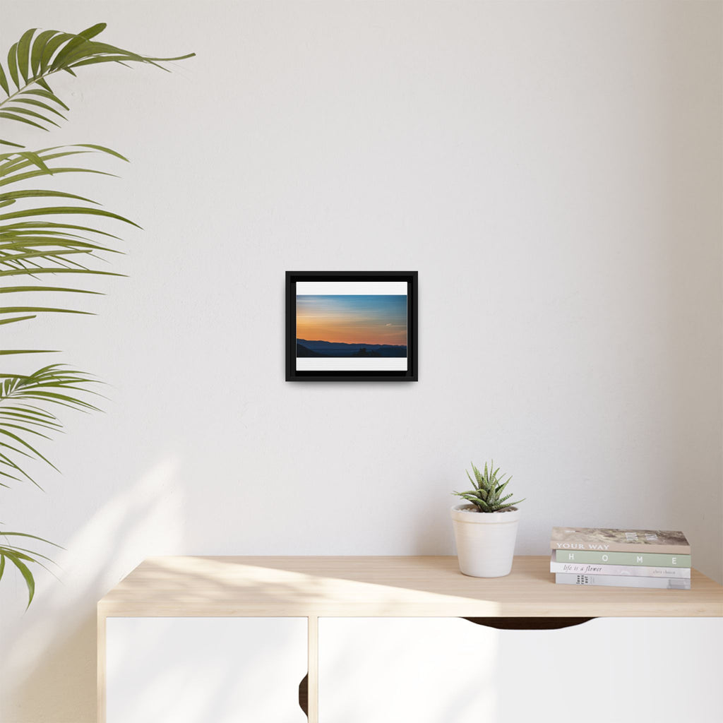 Sunset Mountain Matte Canvas Framed Print — Serene Landscape Wall Art