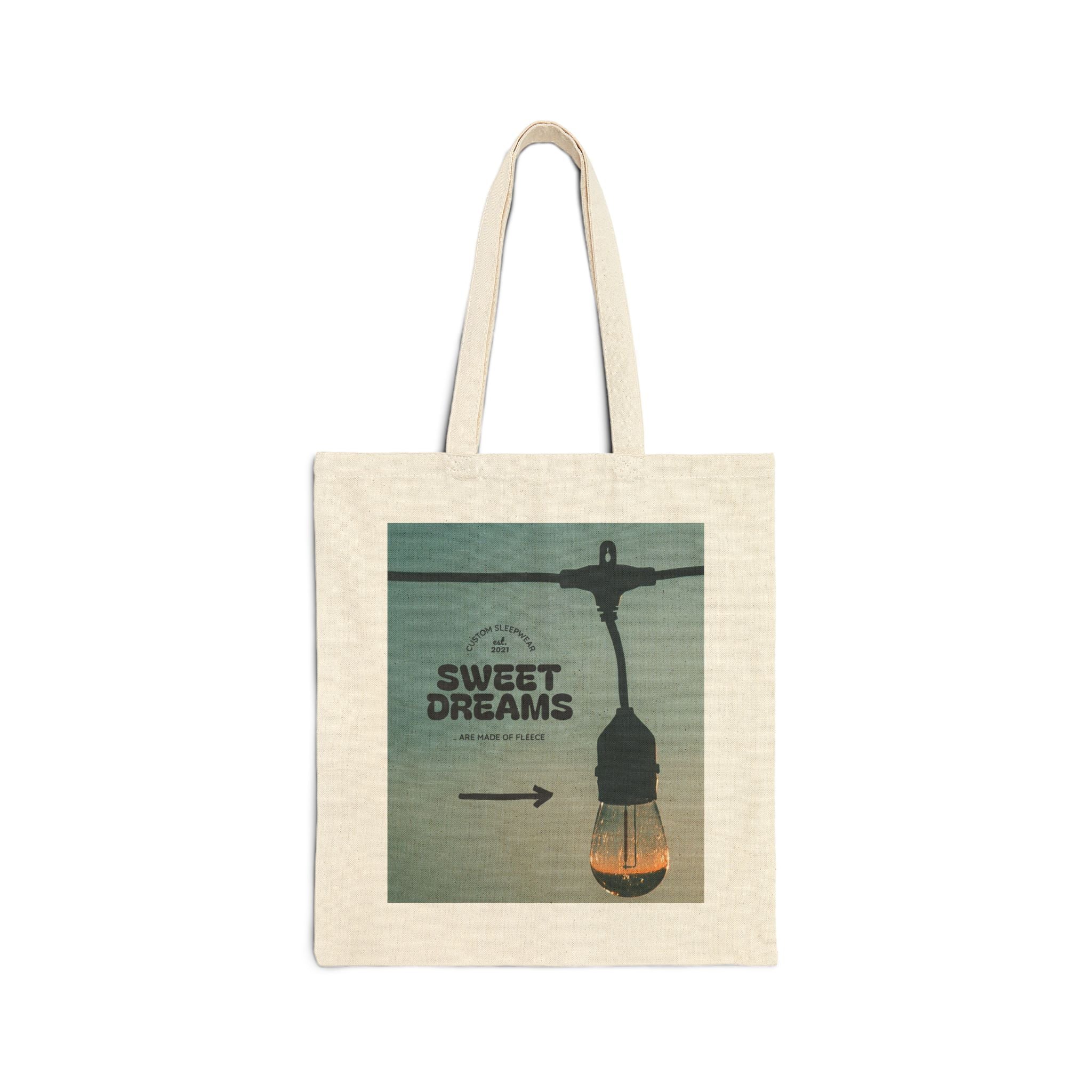 Sweet Dreams Lightbulb Canvas Tote — Retro Night Vibe Eco Shopping Bag