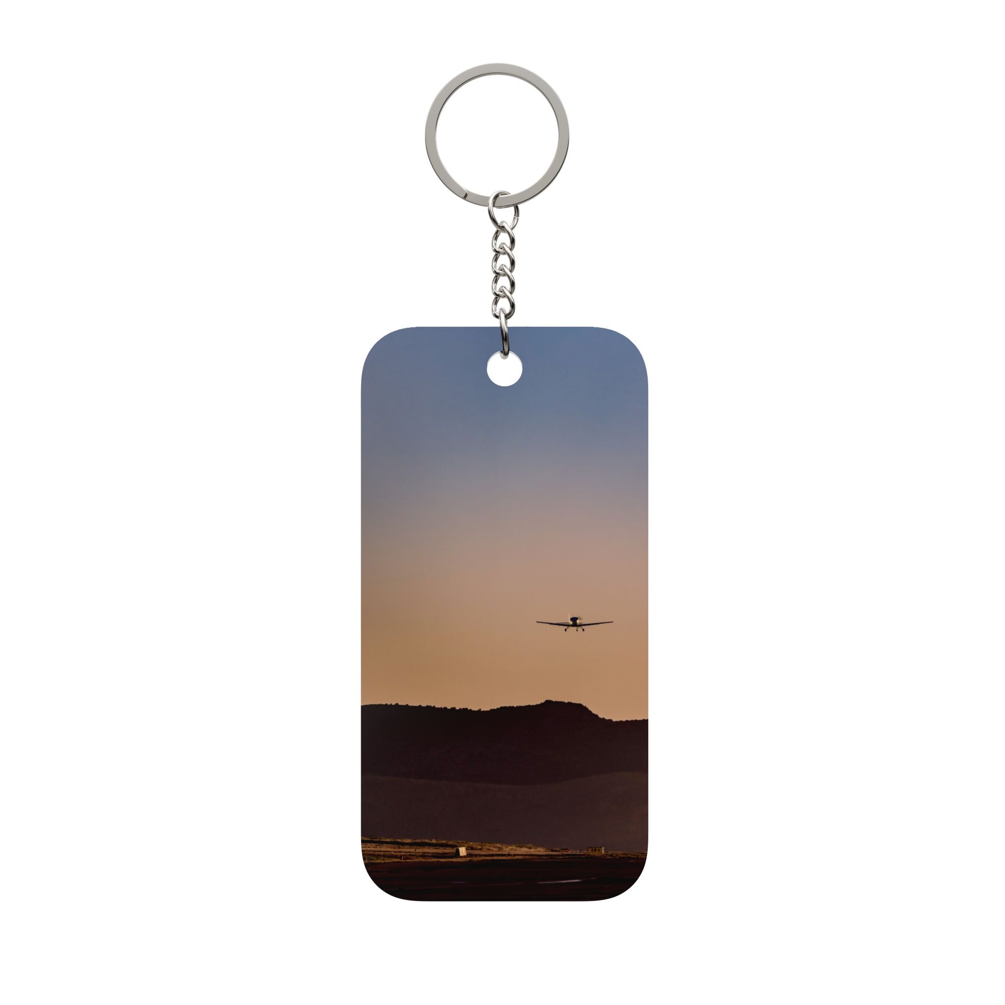 Airplane Sunset Keychain — Double-Sided Travel Charm