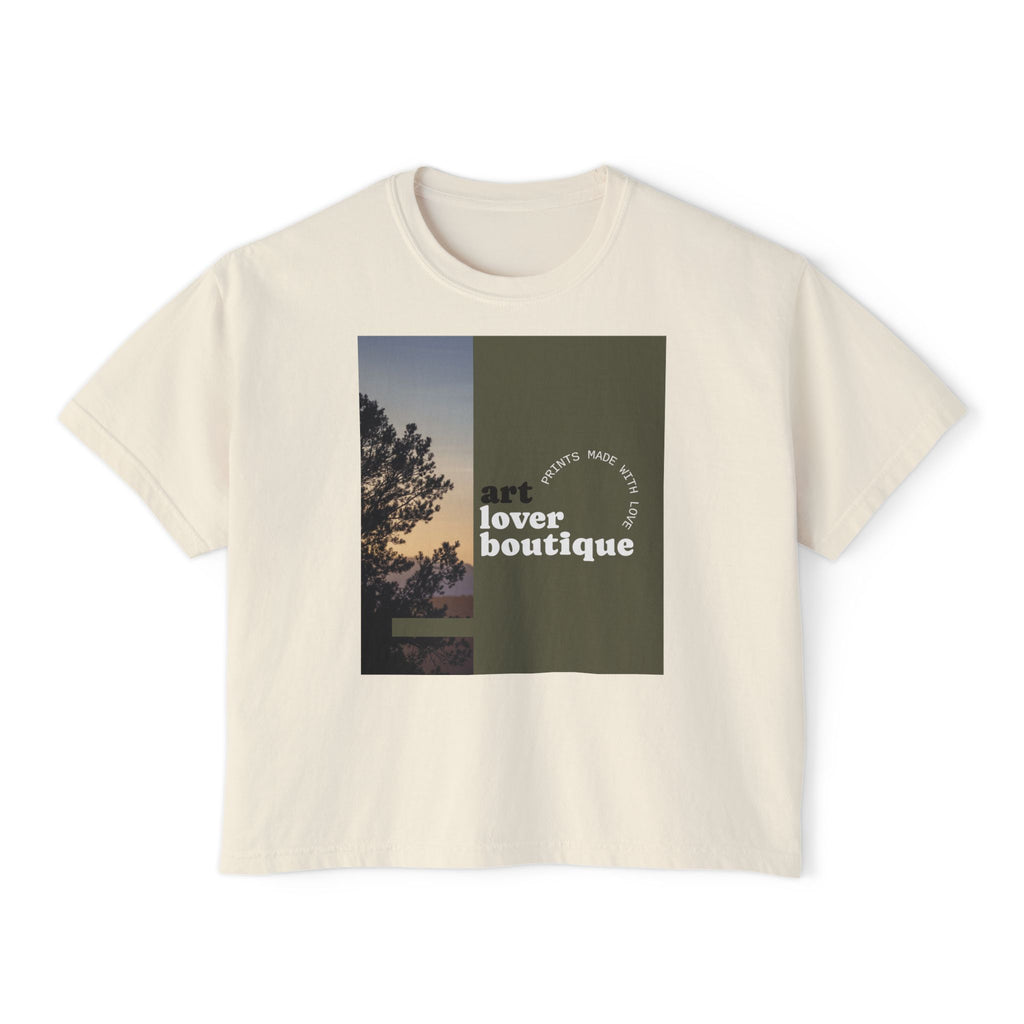 Boxy Tee — 'Art Lover Boutique' Vintage Sunset Graphic