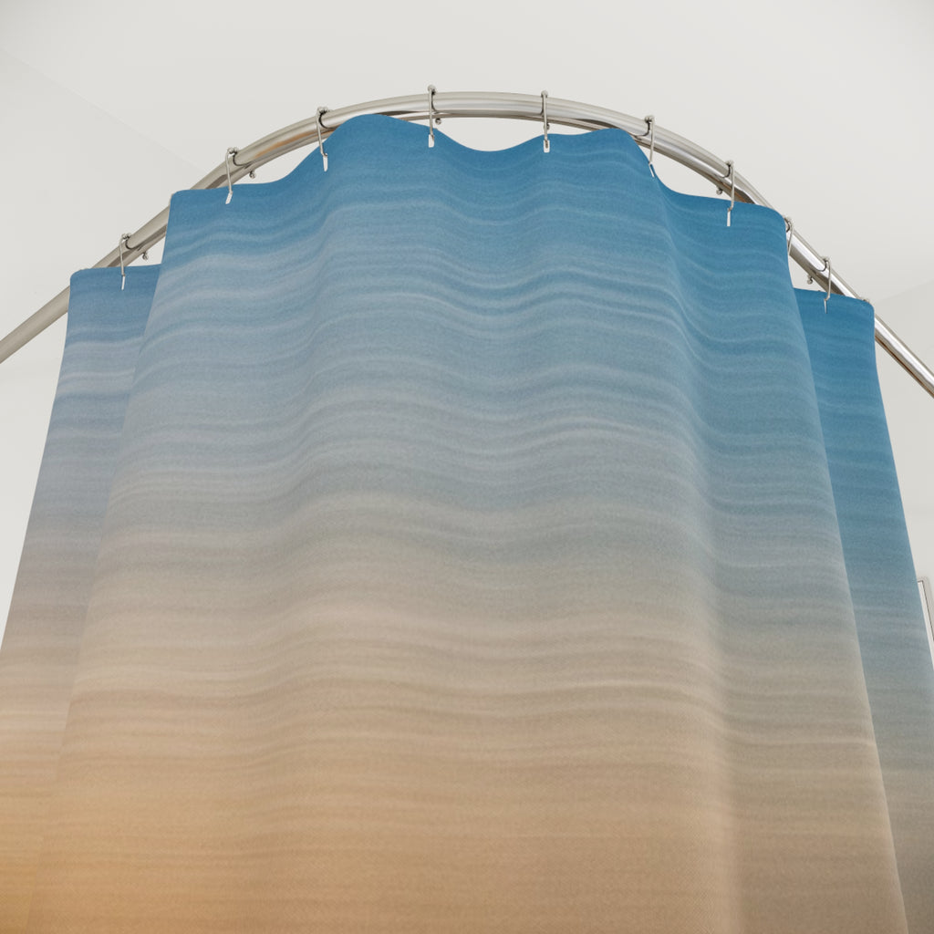Sunset Horizon Shower Curtain — Abstract Coastal Gradient Bathroom Decor