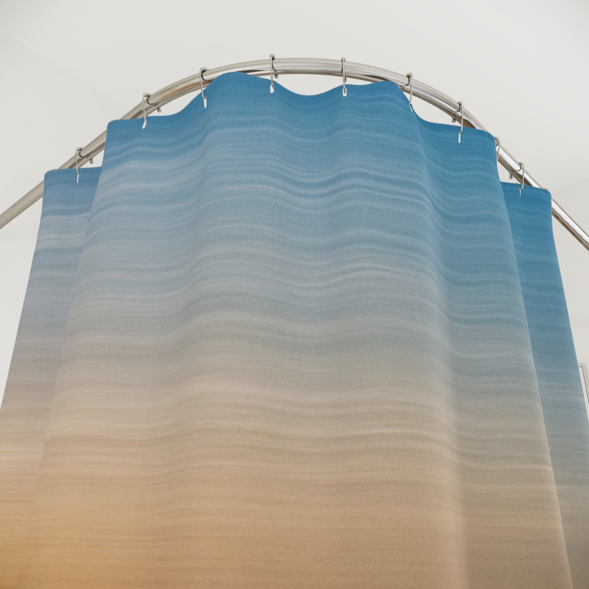Sunset Horizon Shower Curtain — Abstract Coastal Gradient Bathroom Decor