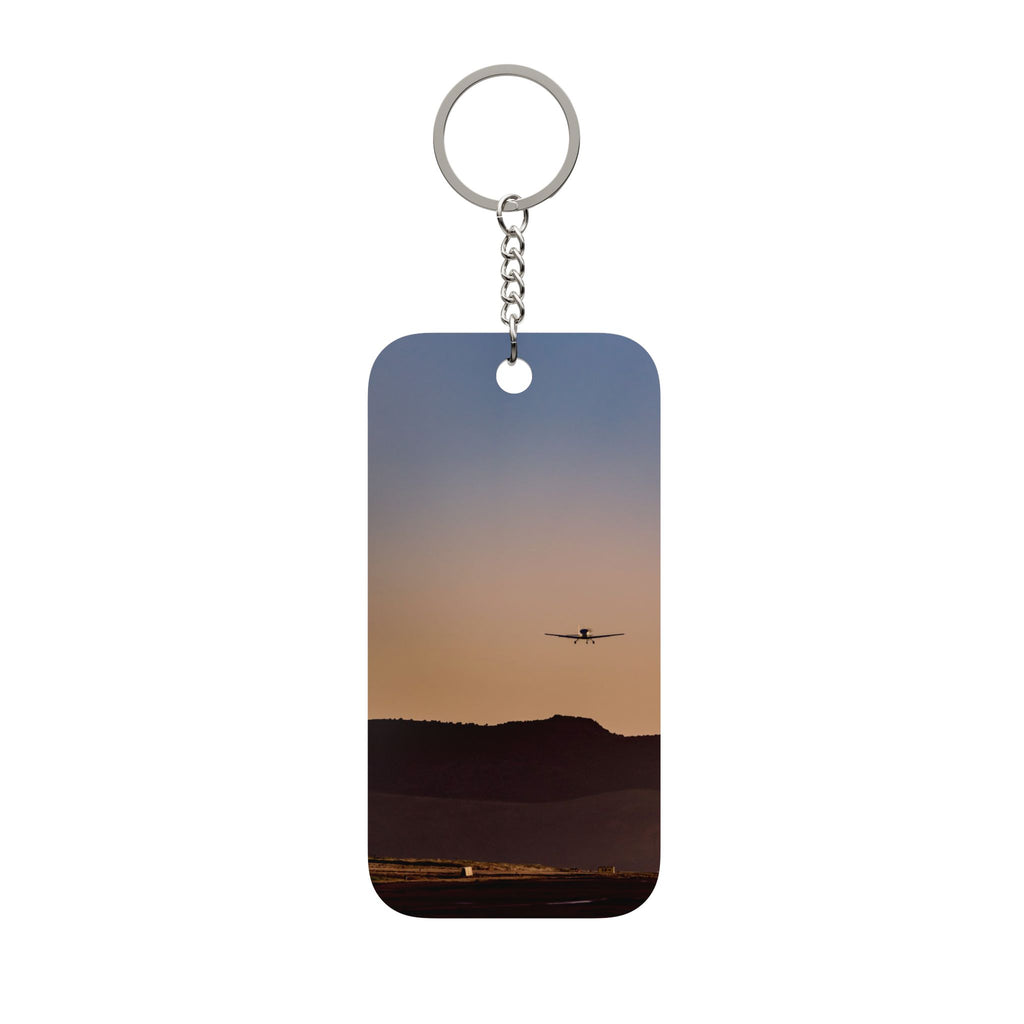 Airplane Sunset Keychain — Double-Sided Travel Charm