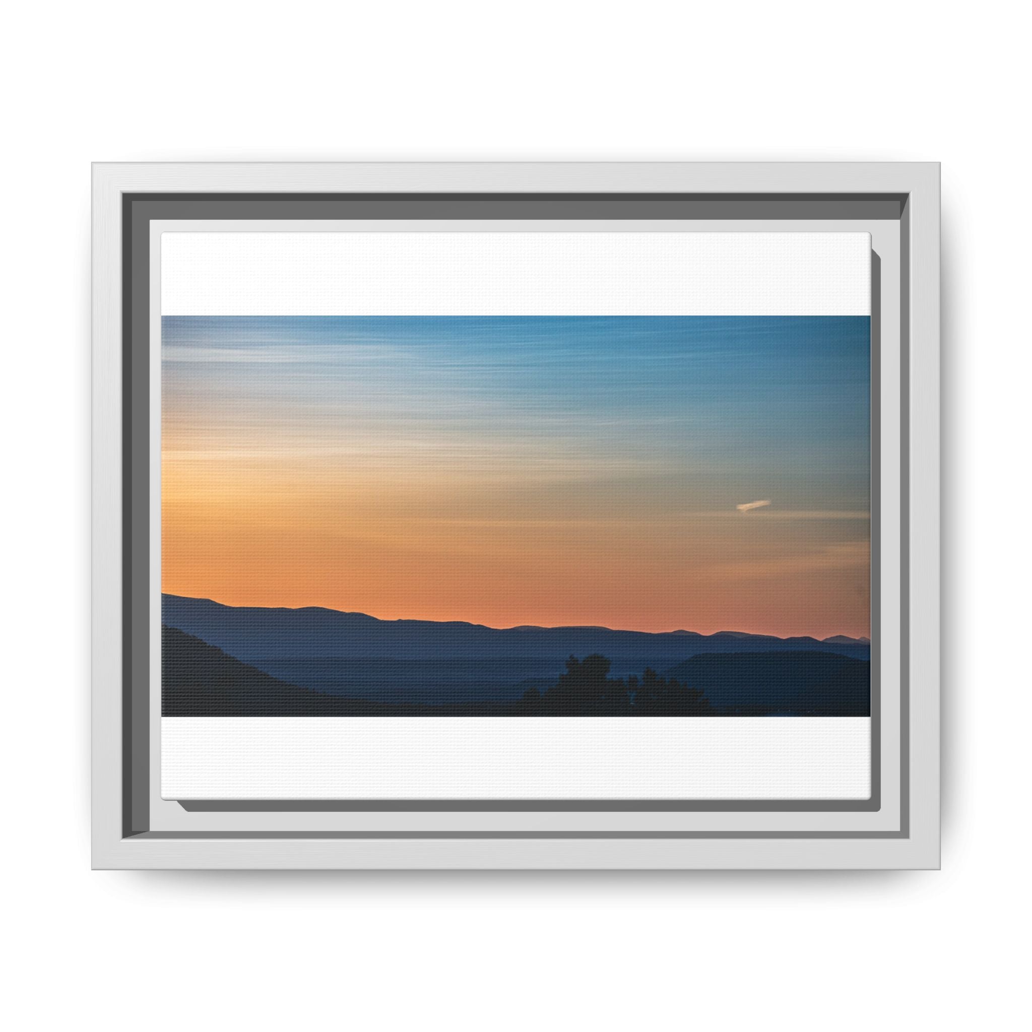 Sunset Mountain Matte Canvas Framed Print — Serene Landscape Wall Art