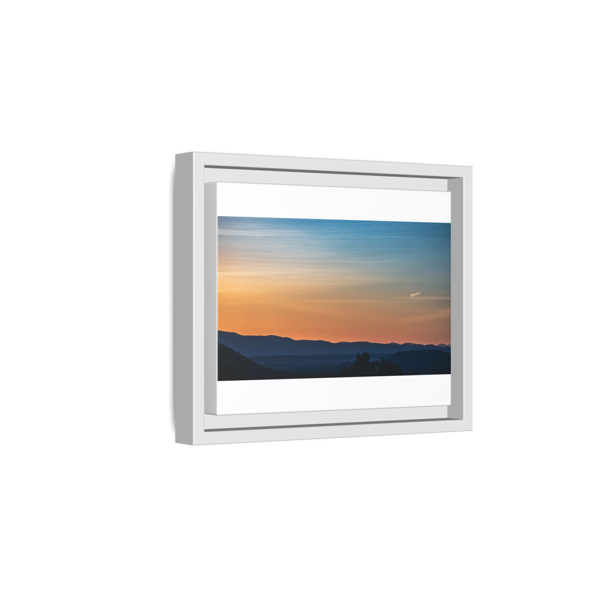 Sunset Mountain Matte Canvas Framed Print — Serene Landscape Wall Art