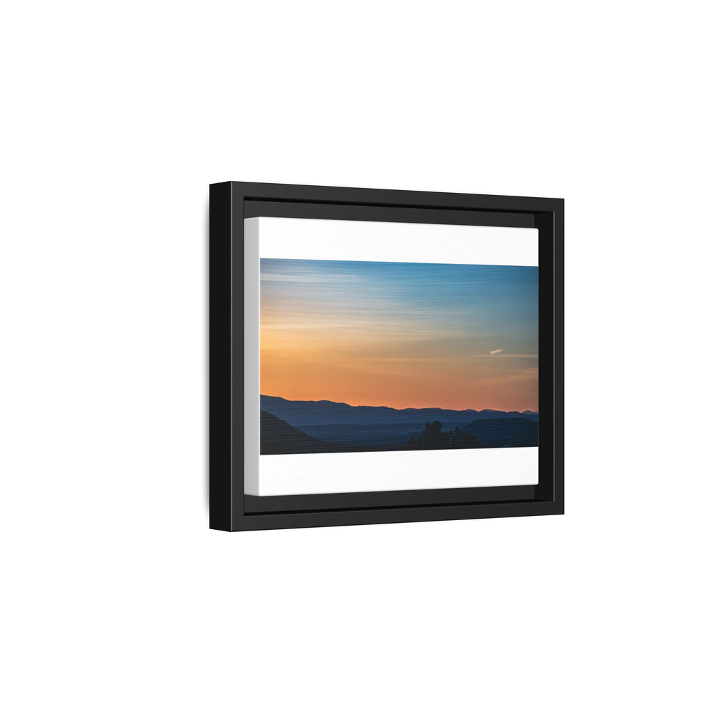 Sunset Mountain Matte Canvas Framed Print — Serene Landscape Wall Art