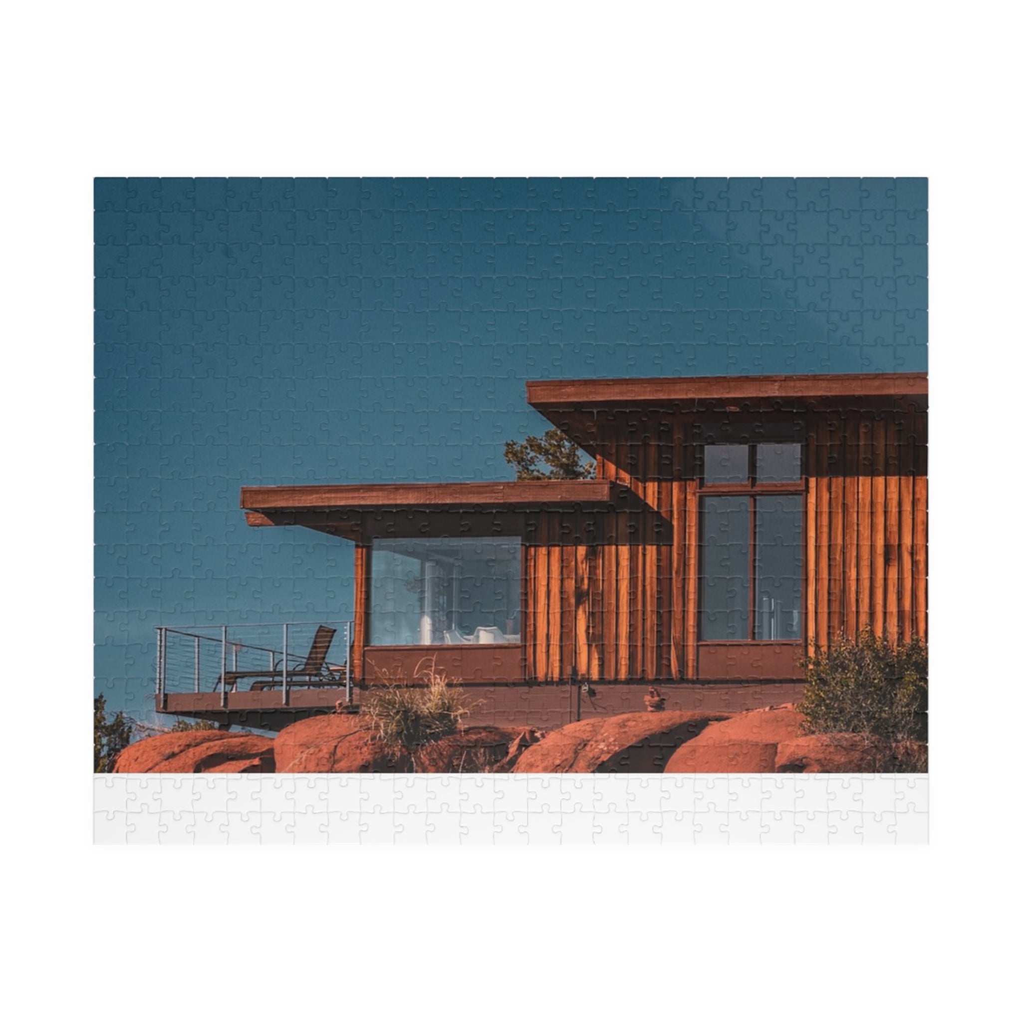 Desert Modern Cabin Jigsaw Puzzle — Scenic Sunset Home Puzzle (110–1014 pcs)