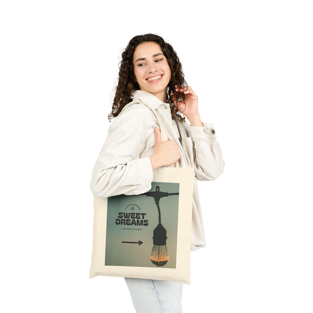 Sweet Dreams Lightbulb Canvas Tote — Retro Night Vibe Eco Shopping Bag