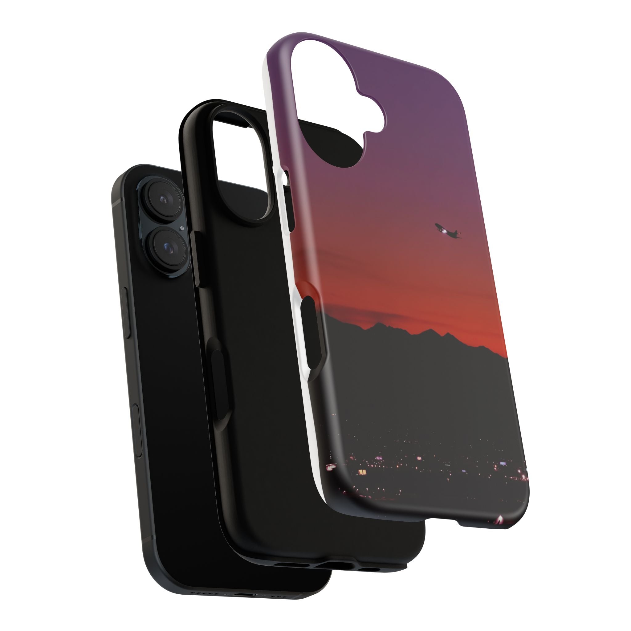 Sunset Flight Tough Phone Case — Gradient Sky & City Silhouette