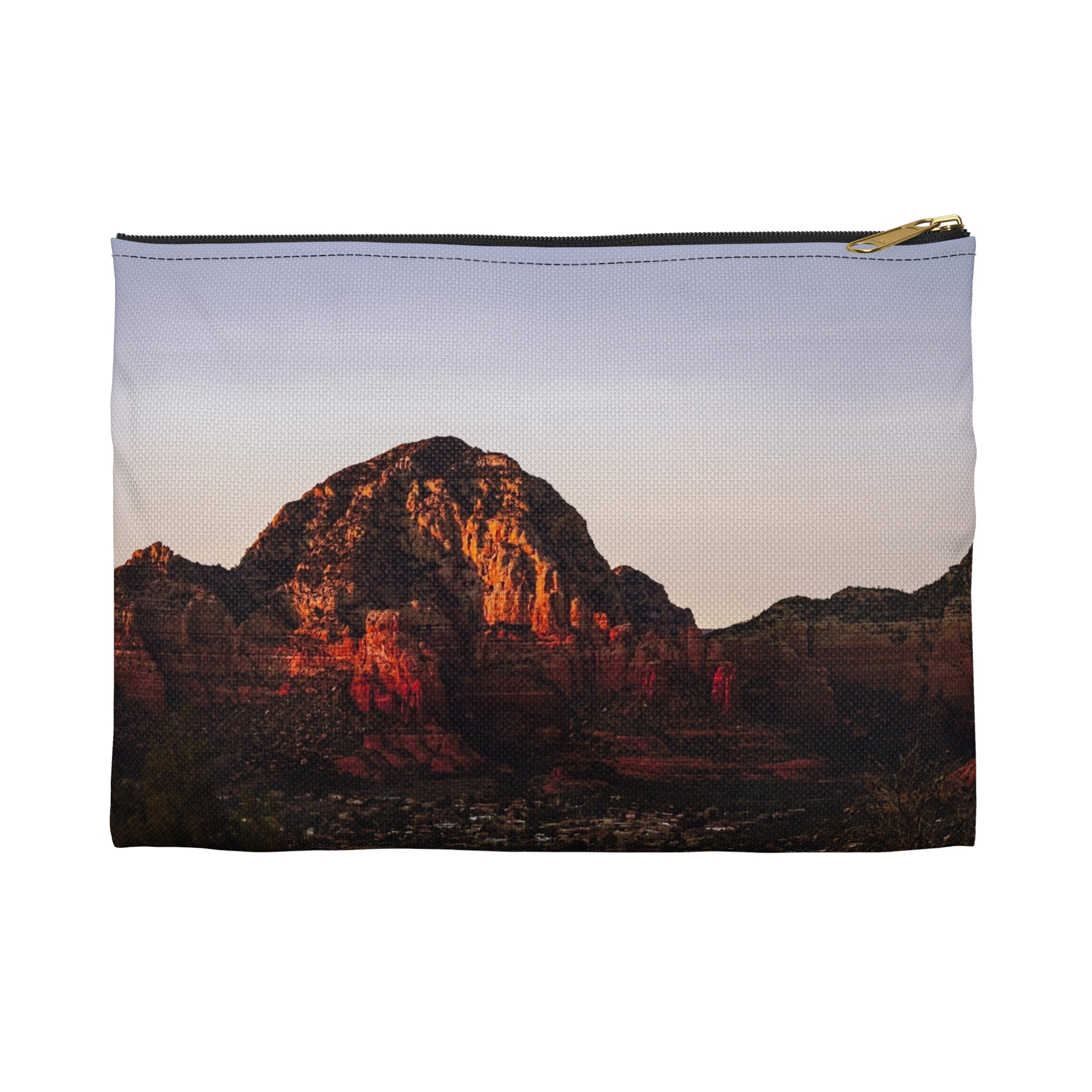 Desert Sunset Accessory Pouch — Mountain Landscape Travel Cosmetic Bag