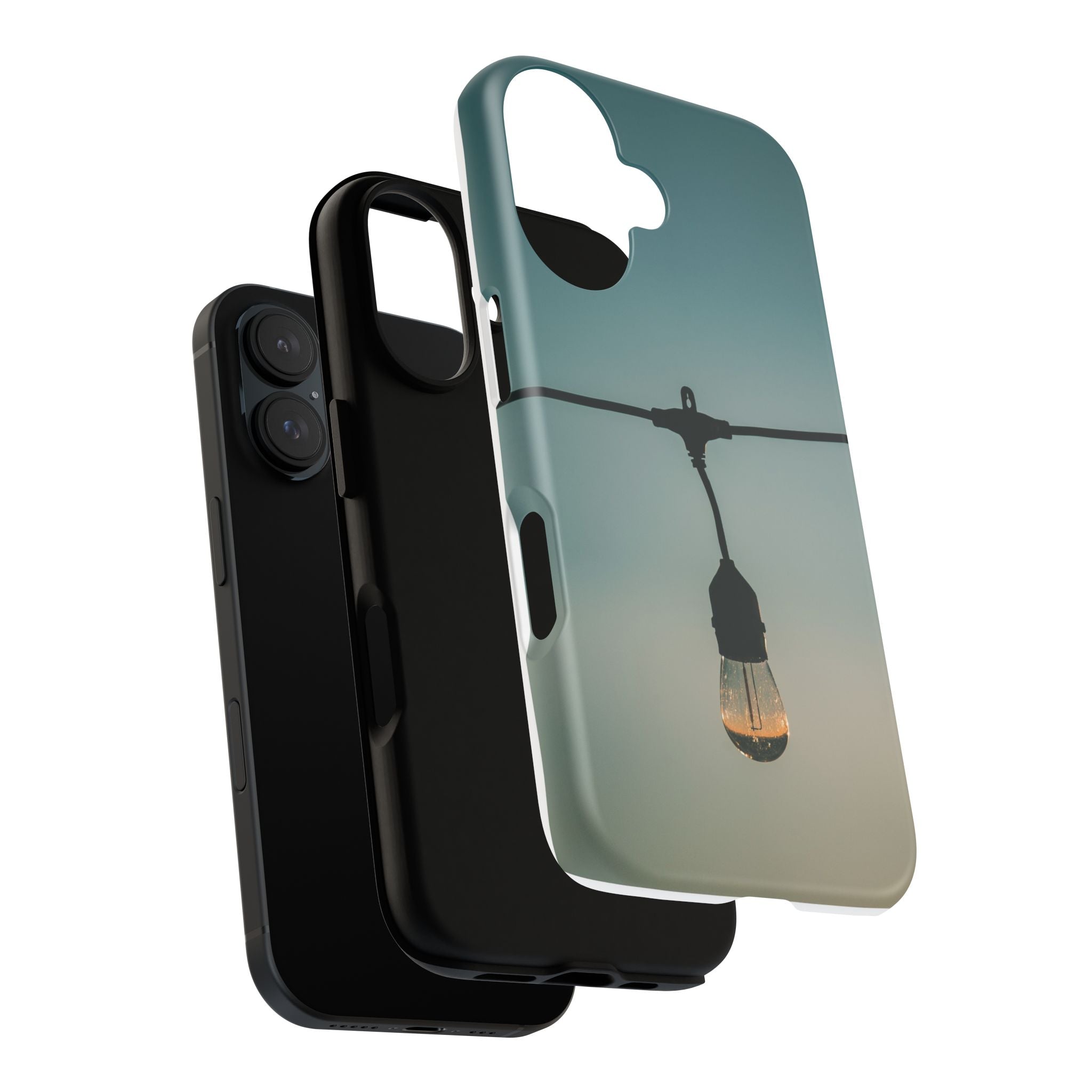 Phone Case - Hanging Light Bulb Silhouette, Moody Minimalist Protective Case
