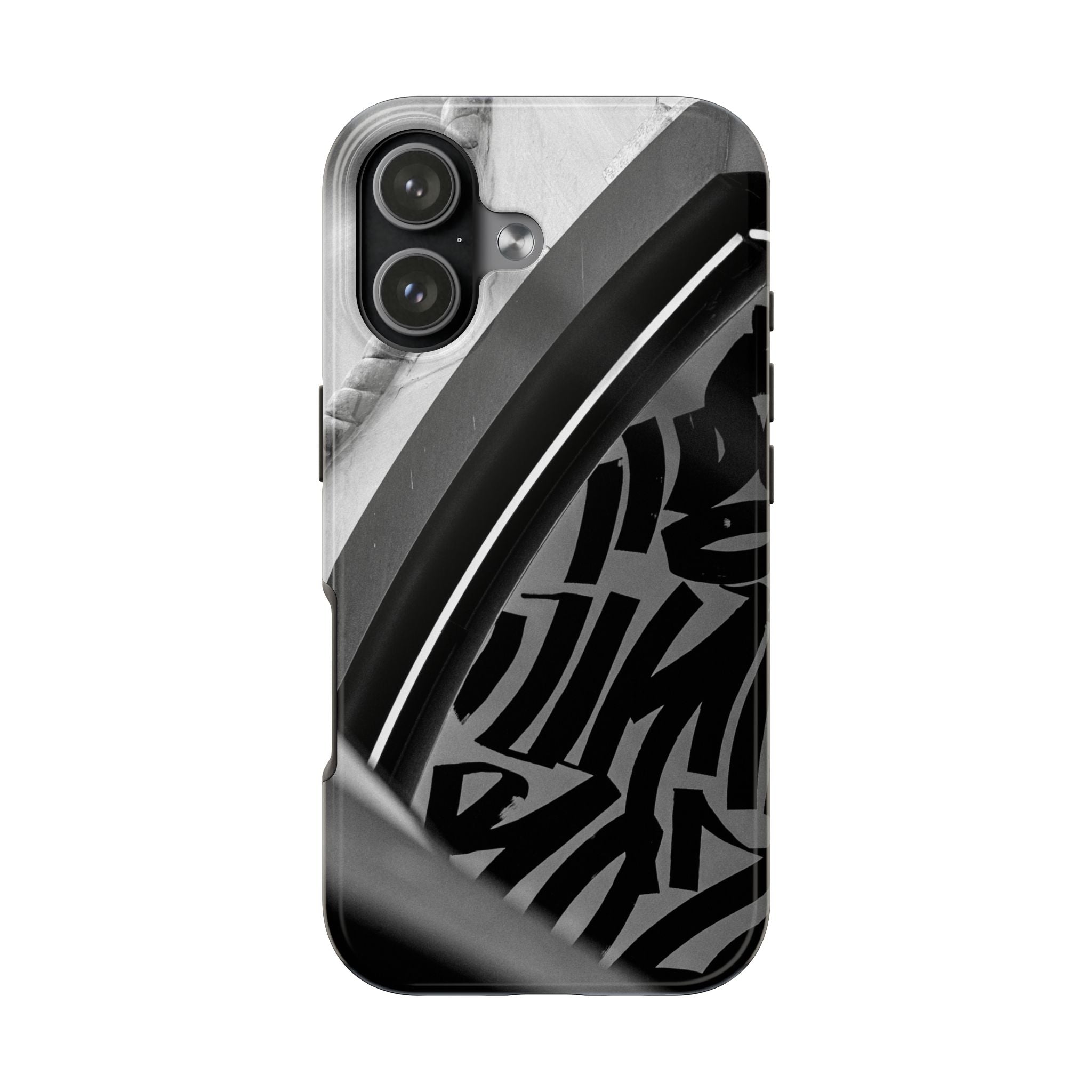 Tough Phone Case – Black Graffiti Skate Wheel Protective Cover