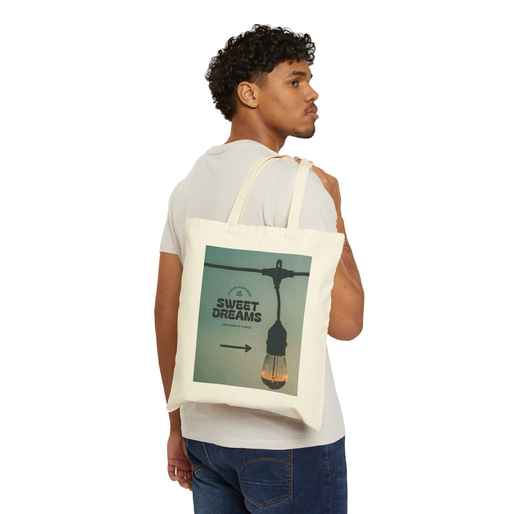 Sweet Dreams Lightbulb Canvas Tote — Retro Night Vibe Eco Shopping Bag