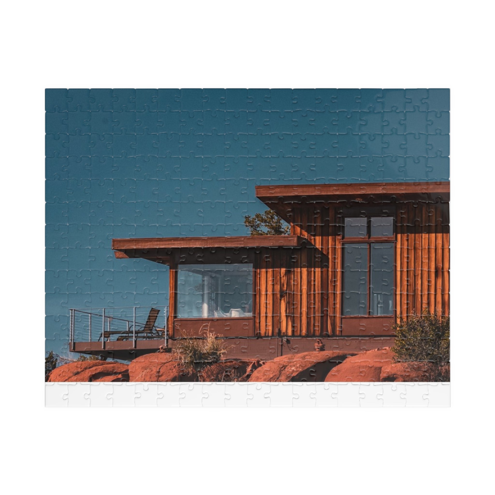 Desert Modern Cabin Jigsaw Puzzle — Scenic Sunset Home Puzzle (110–1014 pcs)