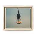Framed Matte Canvas Wall Art – Vintage Hanging Light Bulb Photograph