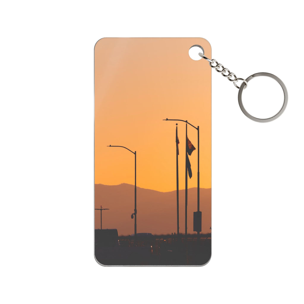 Sunset Streetlight Keychain Charm — Minimal Roadside Silhouette Accessory