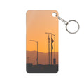 Sunset Streetlight Keychain Charm — Minimal Roadside Silhouette Accessory