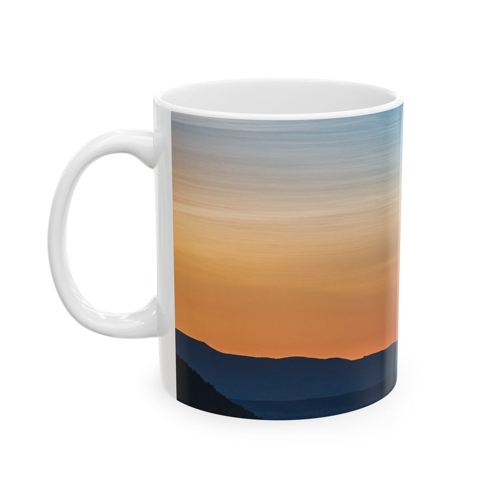 Sunset Landscape Ceramic Mug — Mountain Horizon Coffee Cup (11oz/15oz)