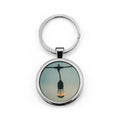 Vintage Edison Bulb Round Stainless Steel Keychain – Warm Light Photo Keyring